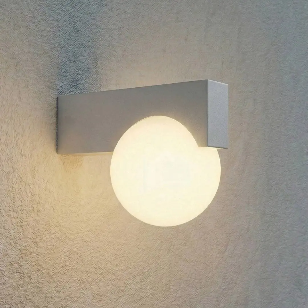 Lucande LED Wandlamp Buiten 1 Lichtpunt 12W - Lichtgrijs/Wit