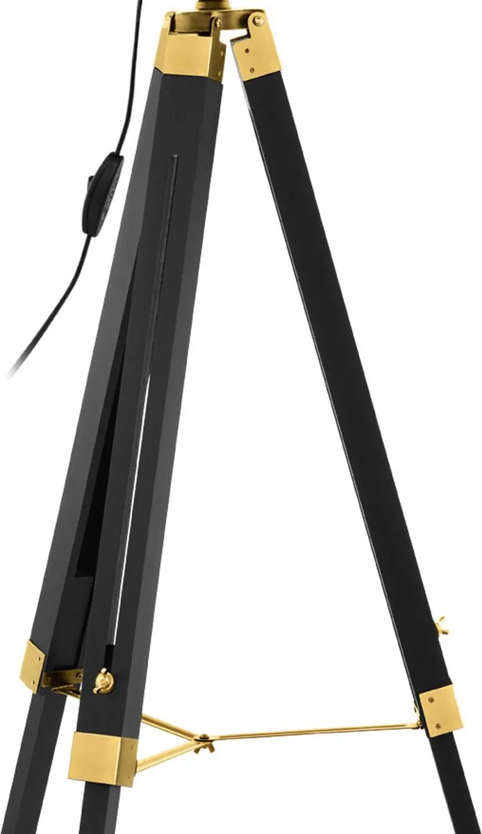 EGLO Covaleda Vloerlamp - Staande lamp - E27 - 1 lichts - 164 cm - driepoot - Zwart/Goud