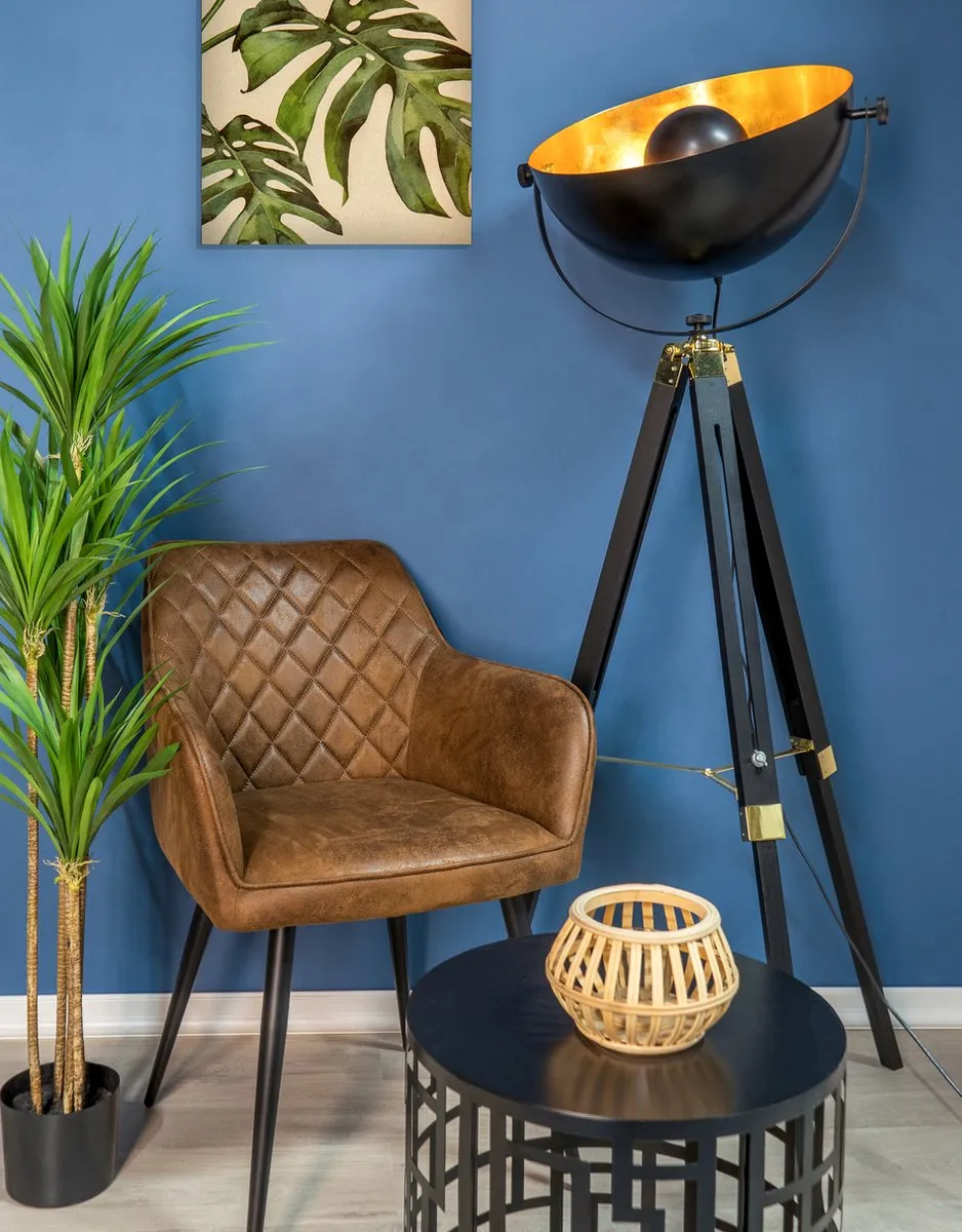 EGLO Covaleda Vloerlamp - Staande lamp - E27 - 1 lichts - 164 cm - driepoot - Zwart/Goud