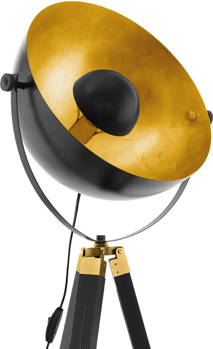 EGLO Covaleda Vloerlamp - Staande lamp - E27 - 1 lichts - 164 cm - driepoot - Zwart/Goud