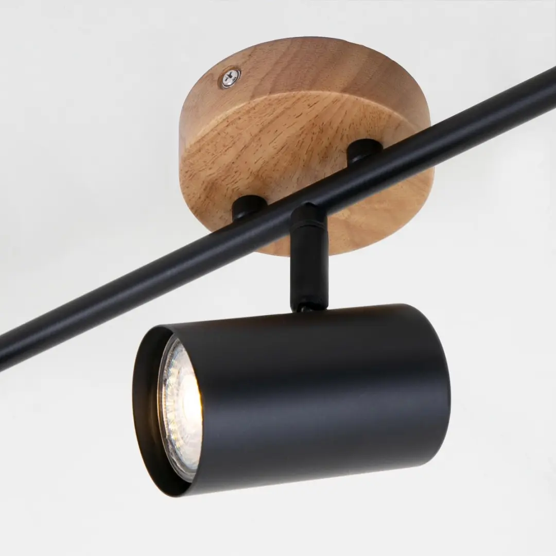Briloner Wood & Style Plafondlamp 3x GU10 - Hout/Metal - Zwart