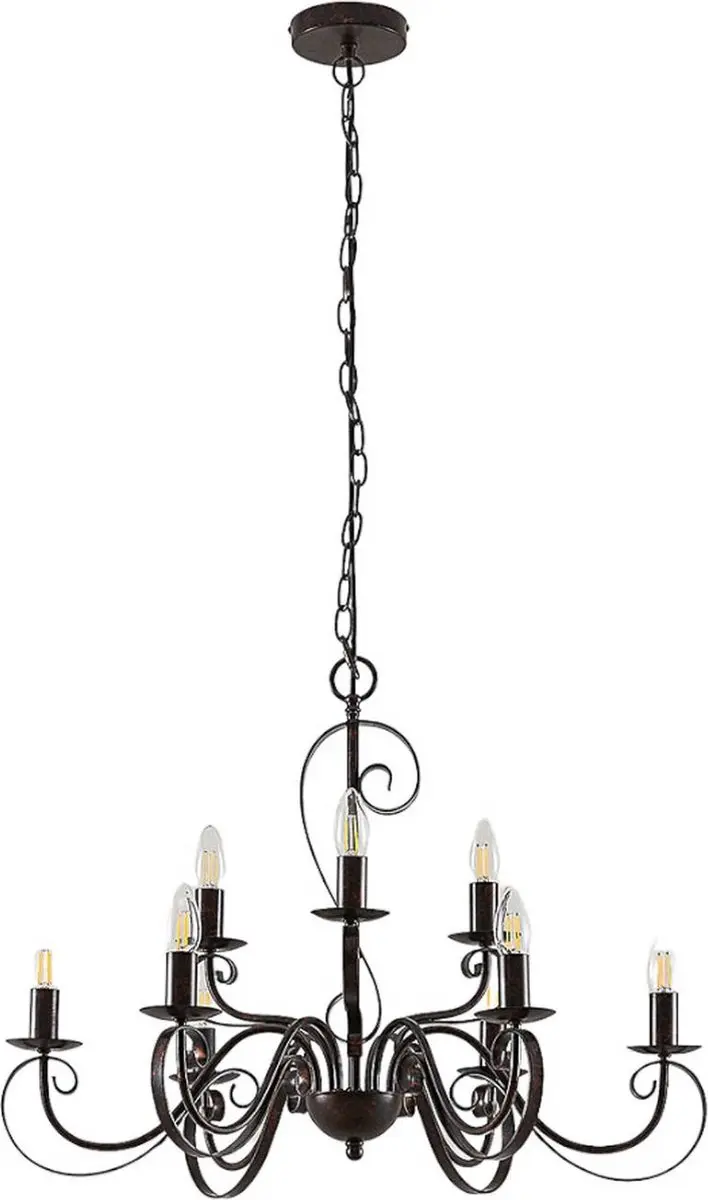 Lindby Roestbruine Kroonluchter 9xE14 - 71,5cm