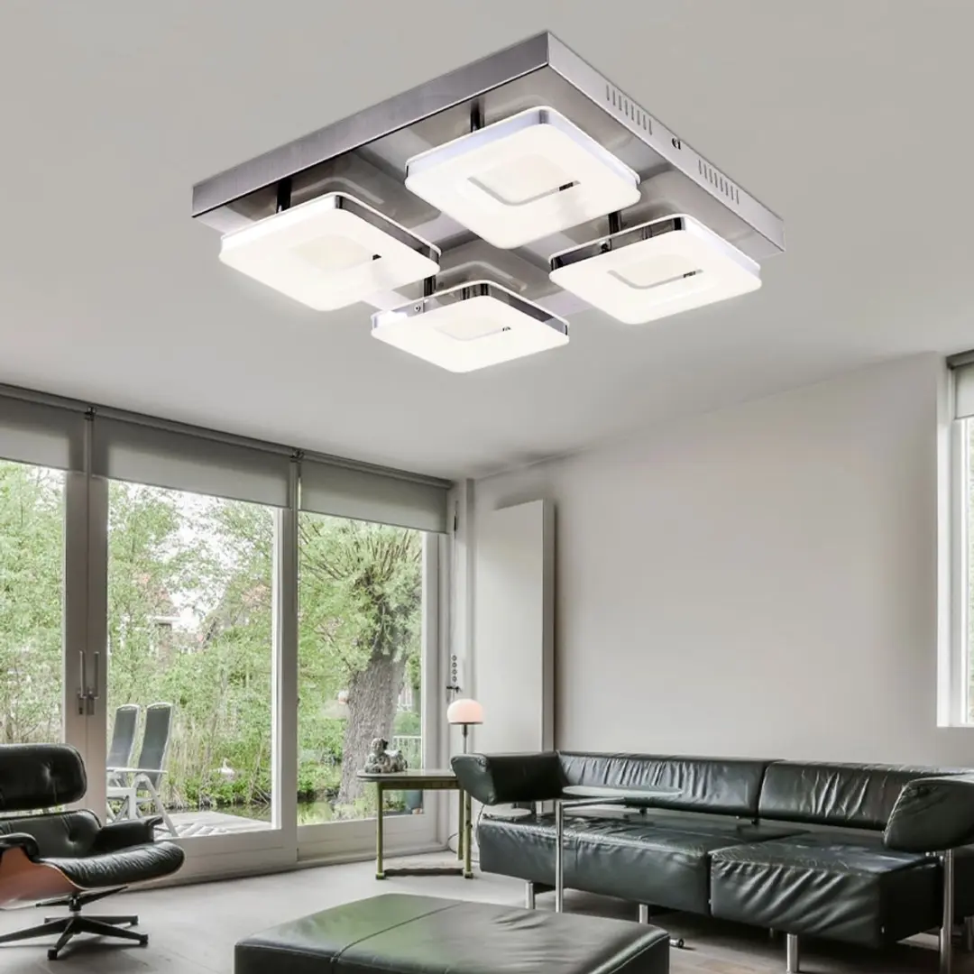 Globo Plafondlamp 4-vlammen 540Lm Warm Wit - 39x39cm Zilver