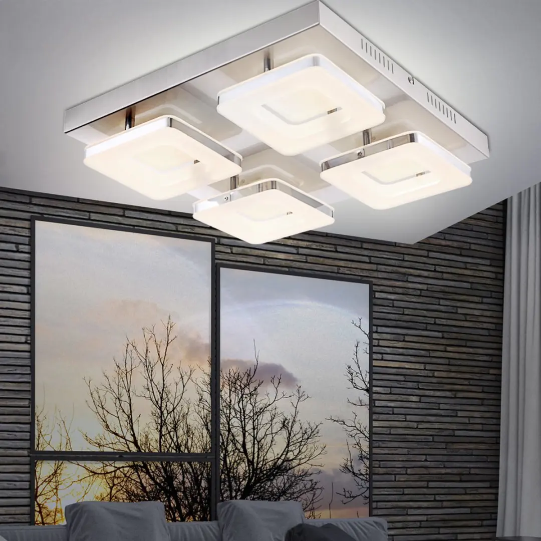 Globo Plafondlamp 4-vlammen 540Lm Warm Wit - 39x39cm Zilver