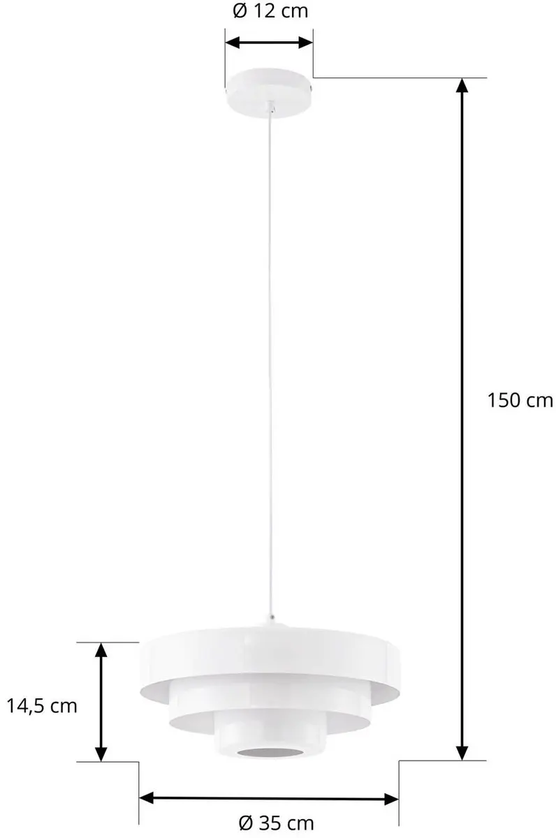 Lindby Hanglamp Metaal 1 Licht E27 - 27cm - Wit