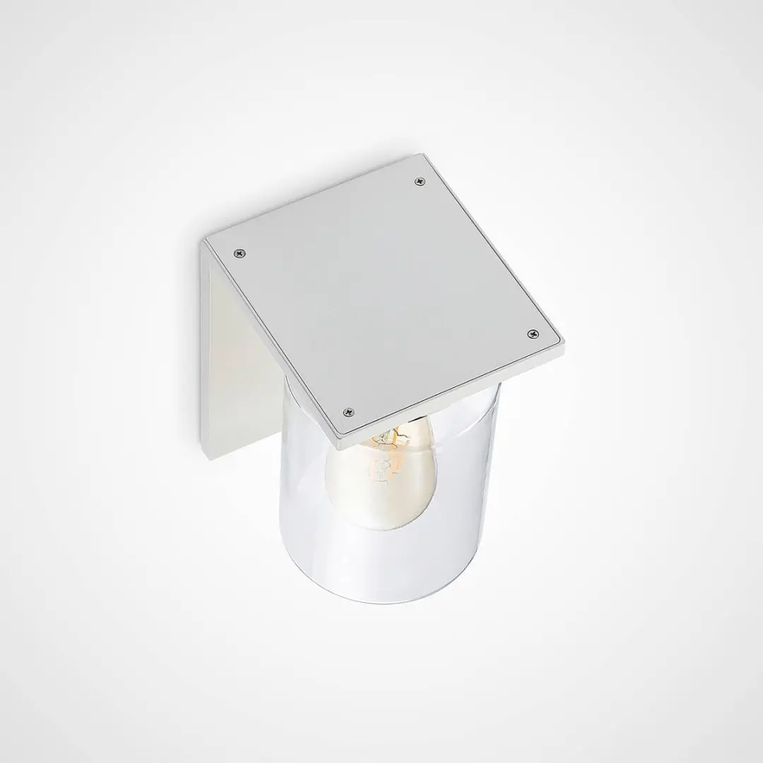 Lucande Wandlamp Buiten 1 Licht E27 - Aluminium/Gehard Glas - Wit/Transparant