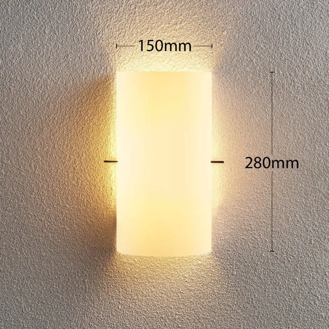 Lindby Wandlamp Glas Metaal 1 Licht E14 - 28cm - Mat Wit/Chroom