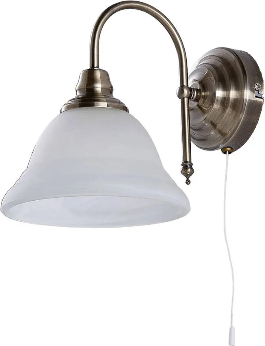 Lindby Wandlamp Antiek Messing Wit - 1 Lichtpunt E14