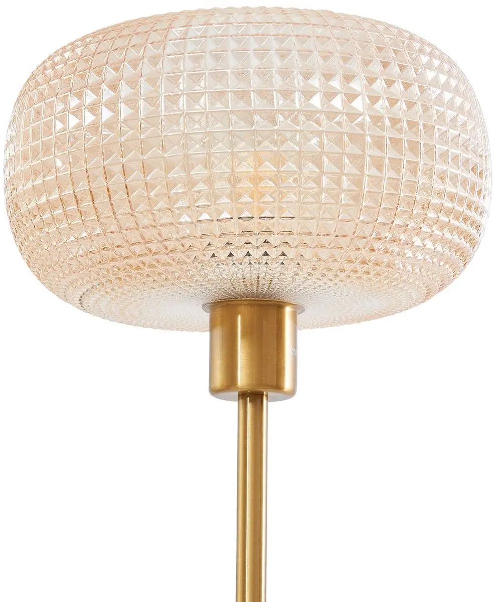 Lindby Vloerlamp 2-lichts Glas - 180cm - E27 Amber/Goud