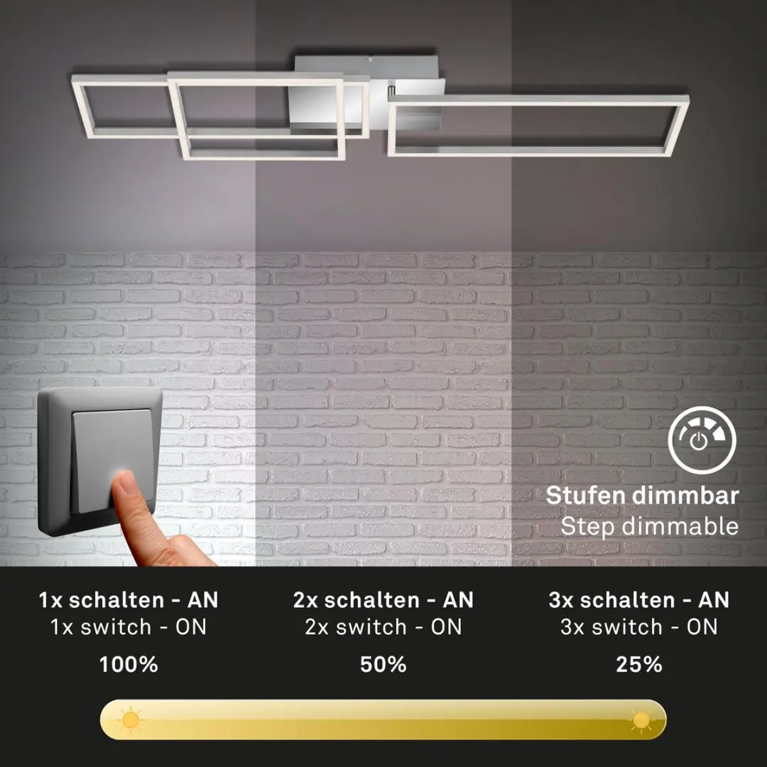 Briloner Frame Plafondlamp 43.8W - Zilver - 92.8x26cm
