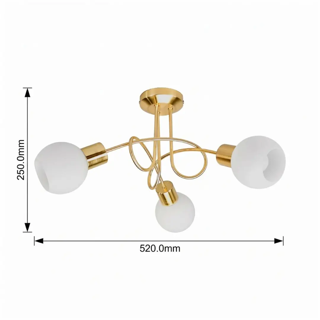 Lindby Plafondlamp 3 Lichtpunten - Ø52cm - Messing/Opaalwit