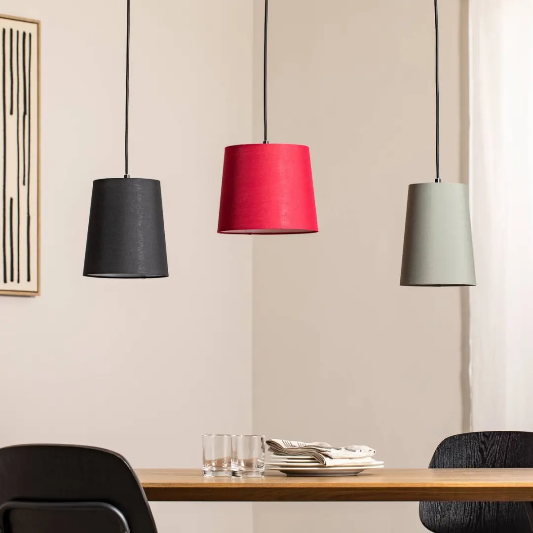 Lindby Hanglamp 3-lichts Hout E27 - Hout naturel/rood/grijs/zwart