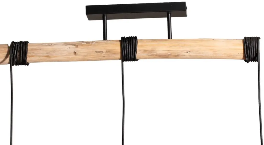 Lindby Hanglamp 3-lichts Hout E27 - Hout naturel/rood/grijs/zwart