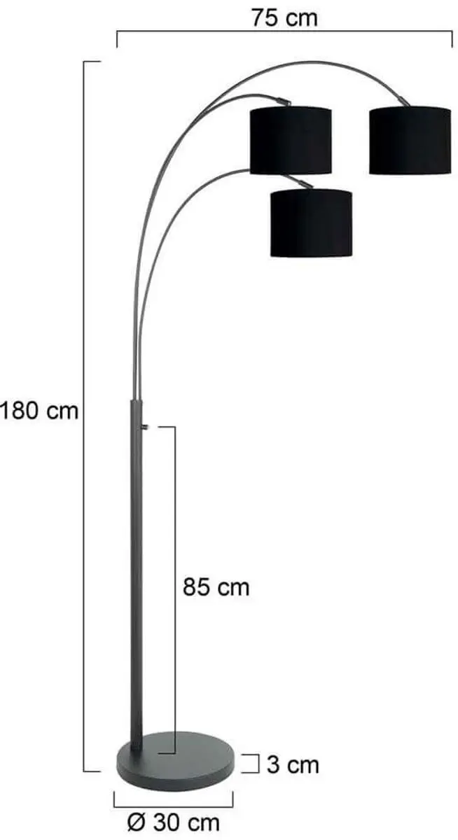 Steinhauer Vloerlamp Sparkled Light 3977ZW - 3 Lichtpunten Zwart - afbeelding 6 van 6