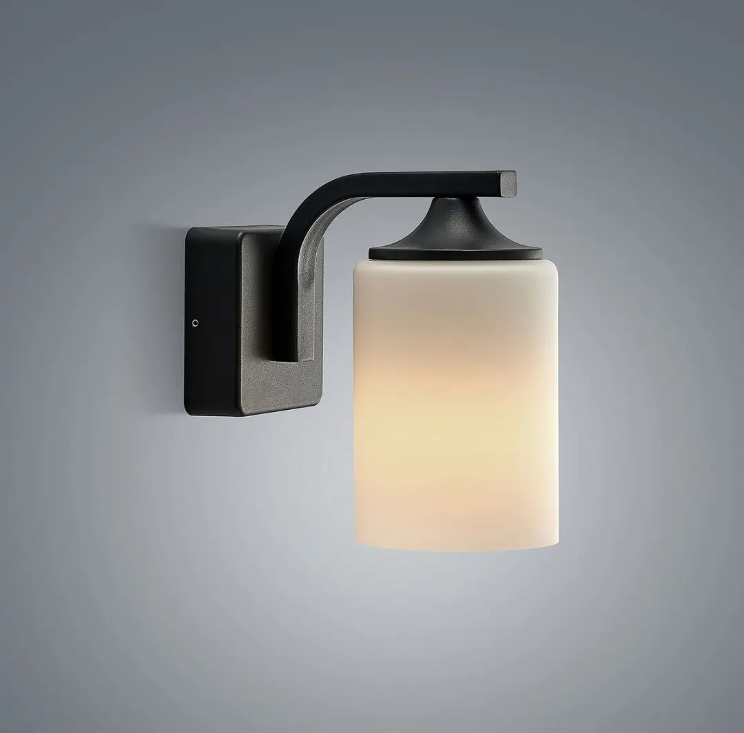 Lindby Wandlamp Buiten Aluminium Glas 1 Lichtpunt E27 - Donkergrijs