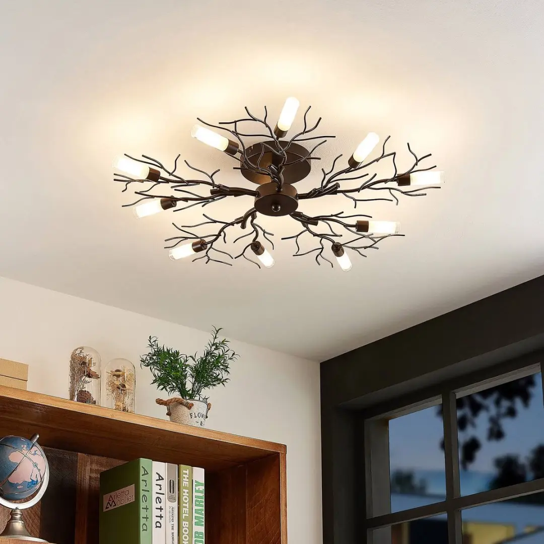 Lindby Plafondlamp 10xG9 68cm - Donkerbruin/Rijp