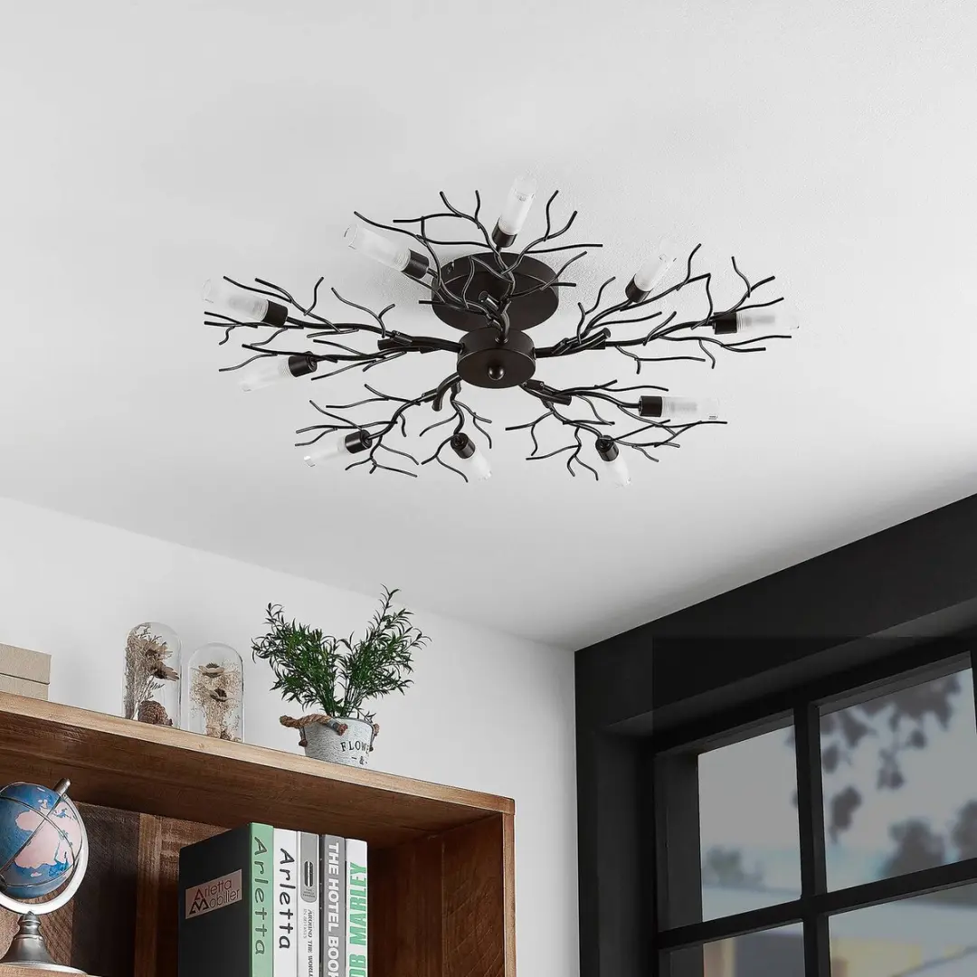 Lindby Plafondlamp 10xG9 68cm - Donkerbruin/Rijp