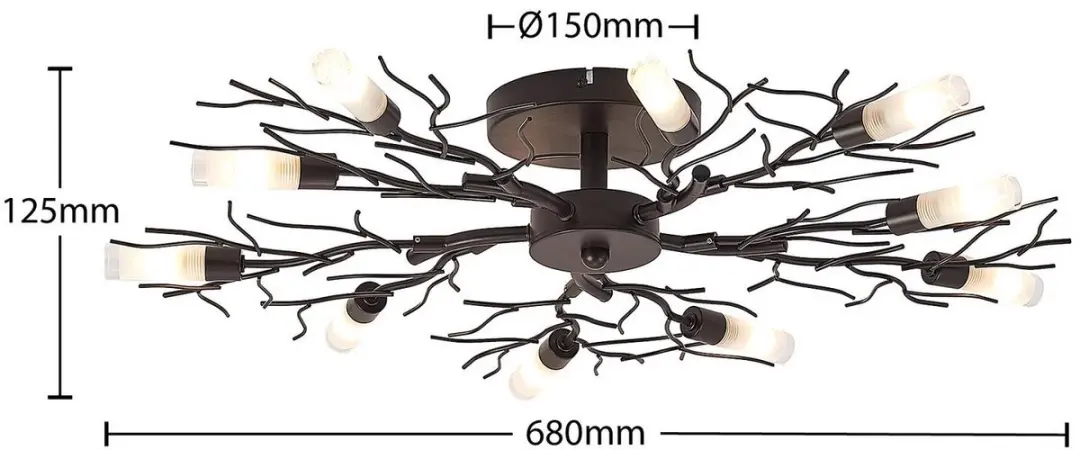 Lindby Plafondlamp 10xG9 68cm - Donkerbruin/Rijp