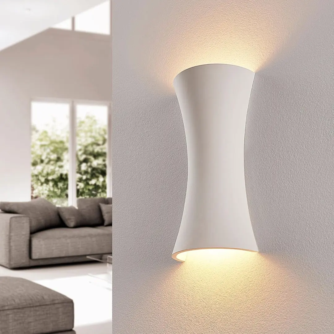Lindby Wandlamp 2 Lichtpunten Gips Metaal E14 Wit