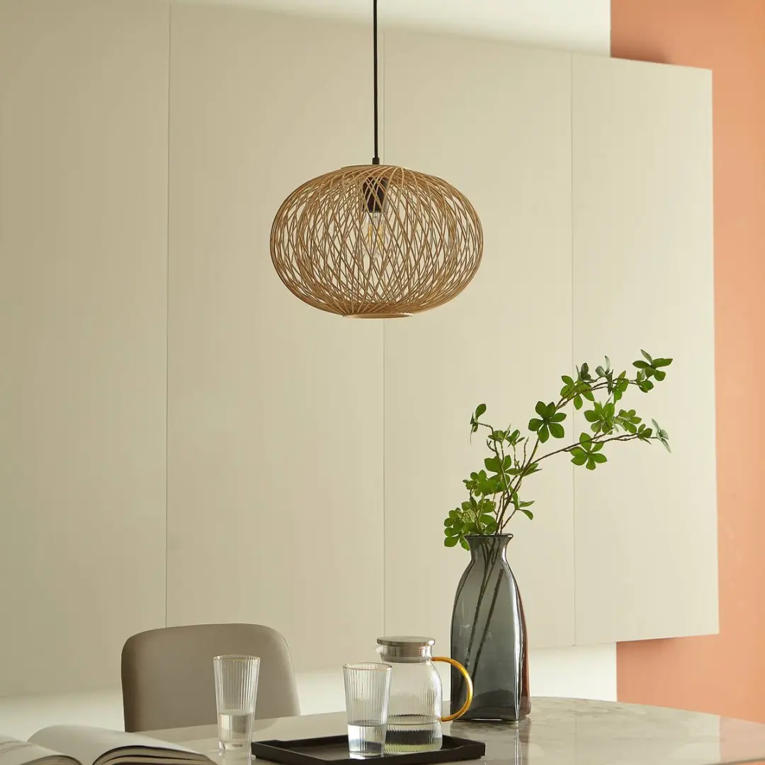 Lindby Hanglamp Bamboe Zwart - 1 Lichtpunt E27