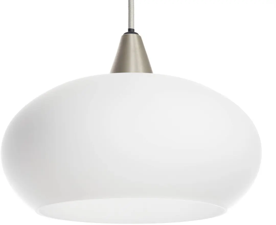Lucande Hanglamp 3-lichts Glas Staal - 25cm - E27 - Wit Mat Nikkel