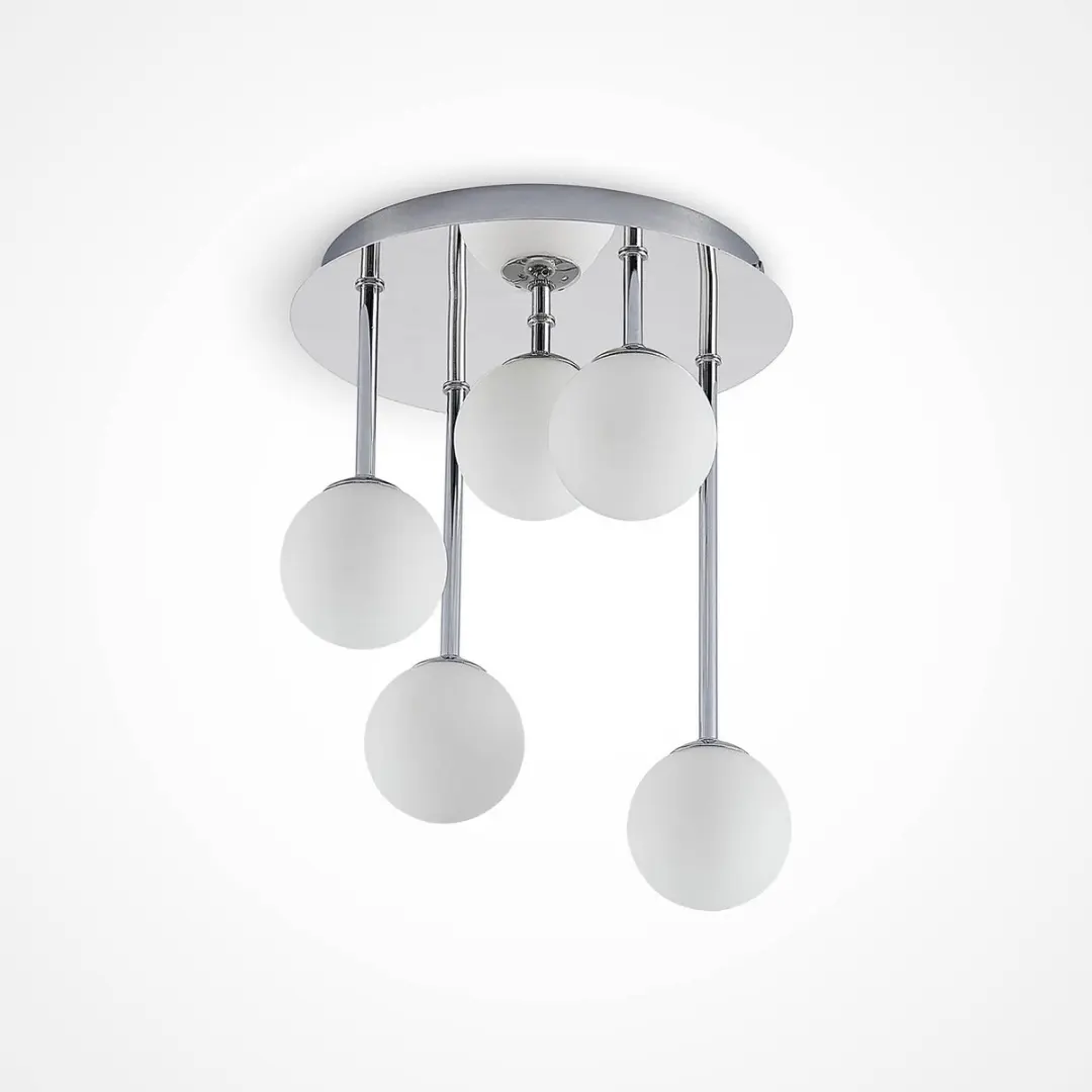 Lindby Plafondlamp 5-Lichts G9 - 27cm - Chroom/Wit