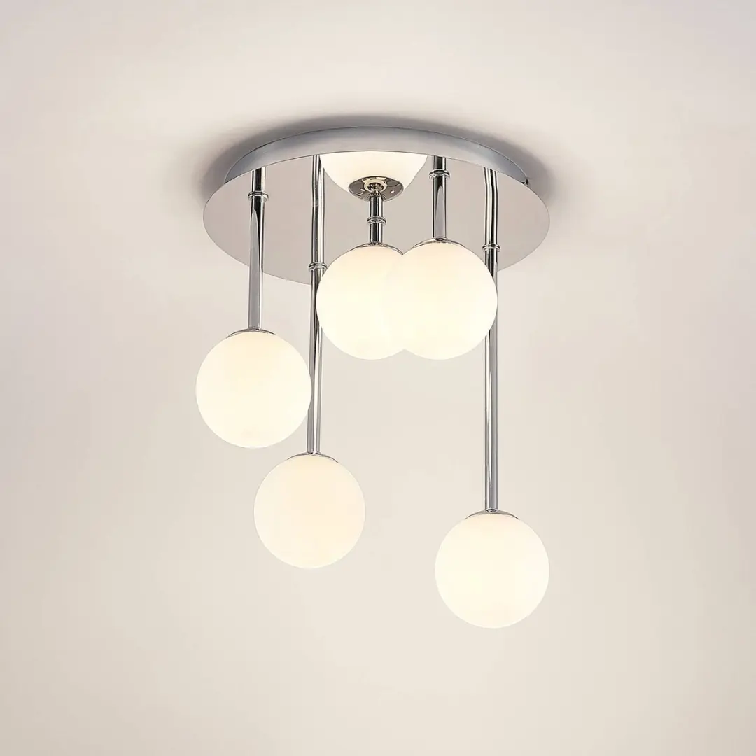 Lindby Plafondlamp 5-Lichts G9 - 27cm - Chroom/Wit