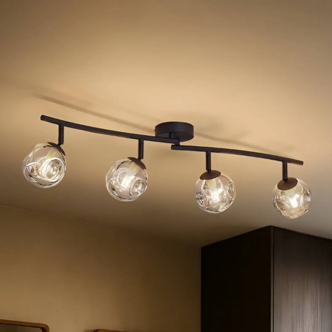 Lindby Plafondlamp 4-Lichts Glas G9 - Grijs/Zwart