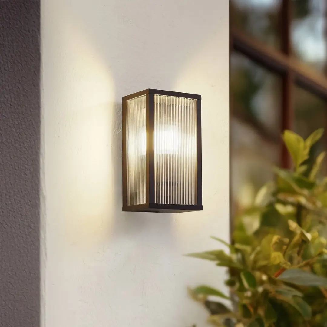 Lindby Wandlamp Buiten Aluminium 1 Licht E27 - Antraciet/Transparant