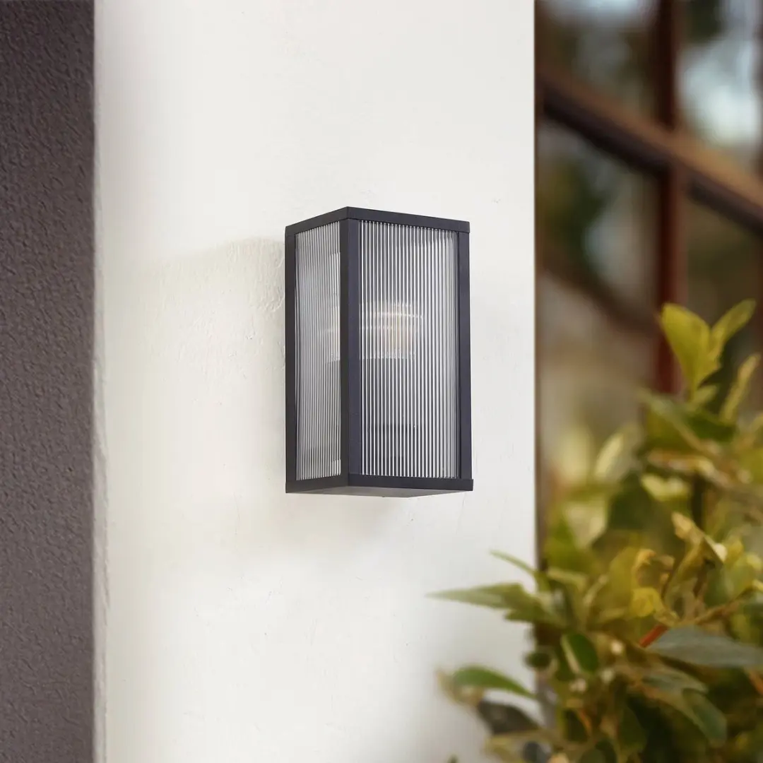 Lindby Wandlamp Buiten Aluminium 1 Licht E27 - Antraciet/Transparant