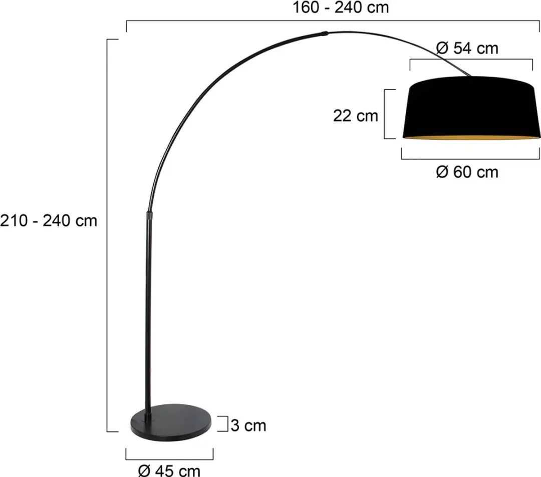Steinhauer Luma-Dark 4771ZW Vloerlamp - 210-240cm - Zwart