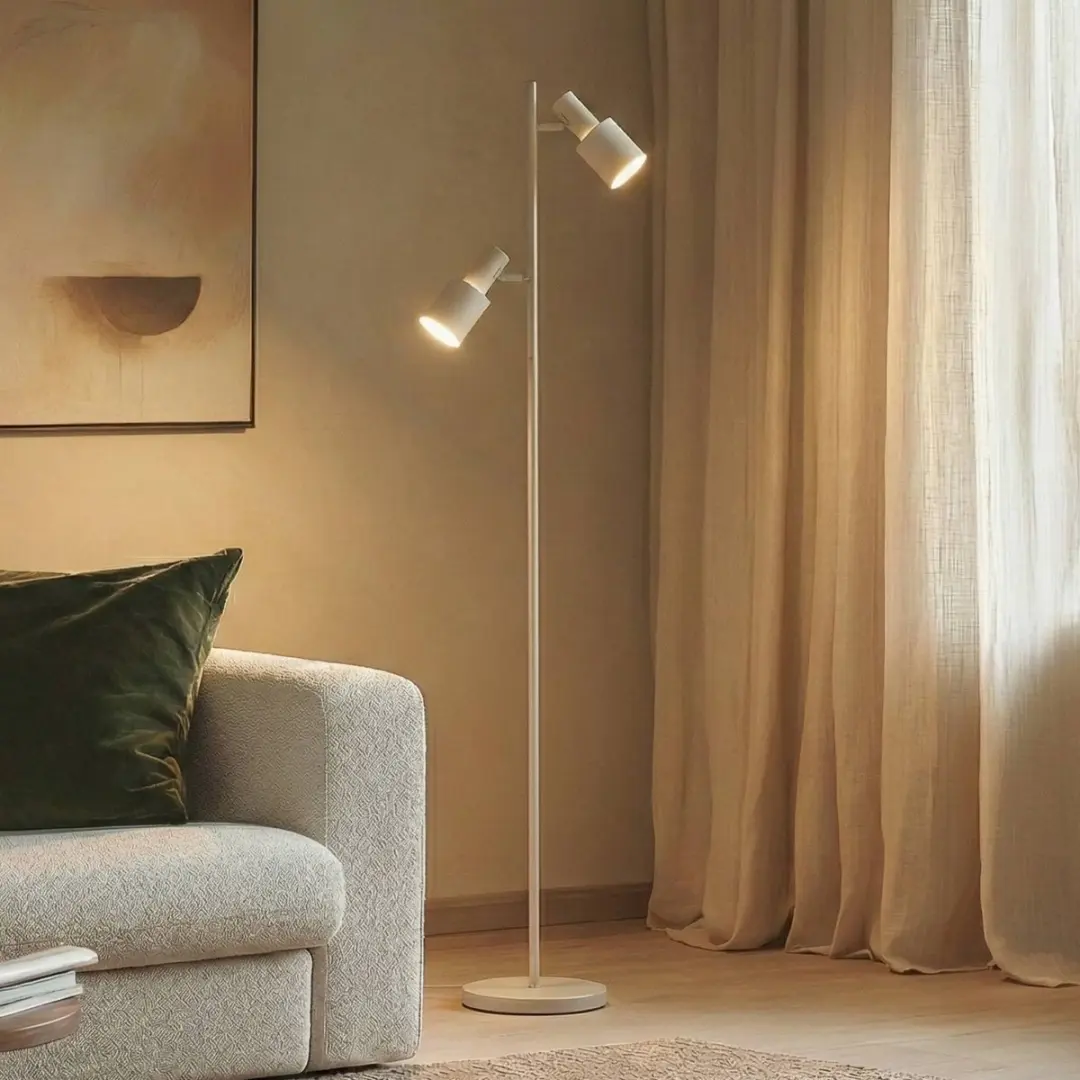 Lindby Vloerlamp 2-lichts IJzer 155cm - Beige