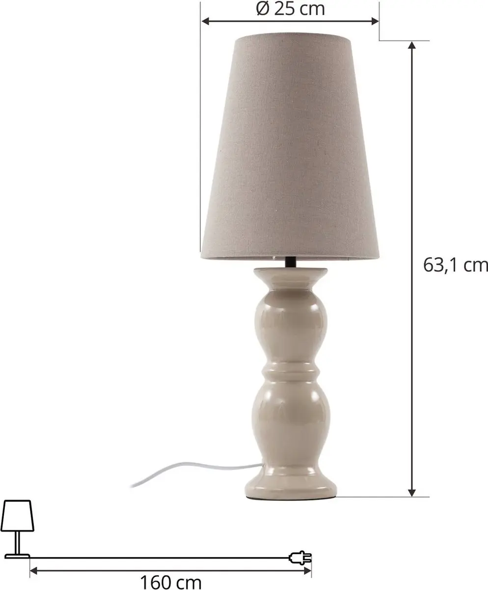 Lucande Keramische Tafellamp 1 Licht - 63,1 cm - Beige