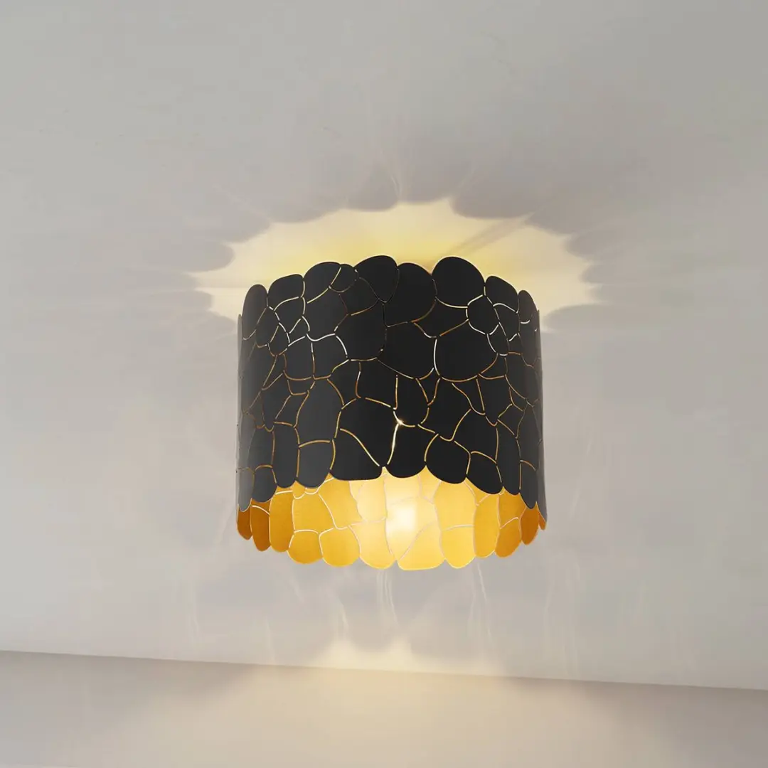 Lindby Plafondlamp Metaal 1 Licht E27 - 26cm - Zwart/Goud