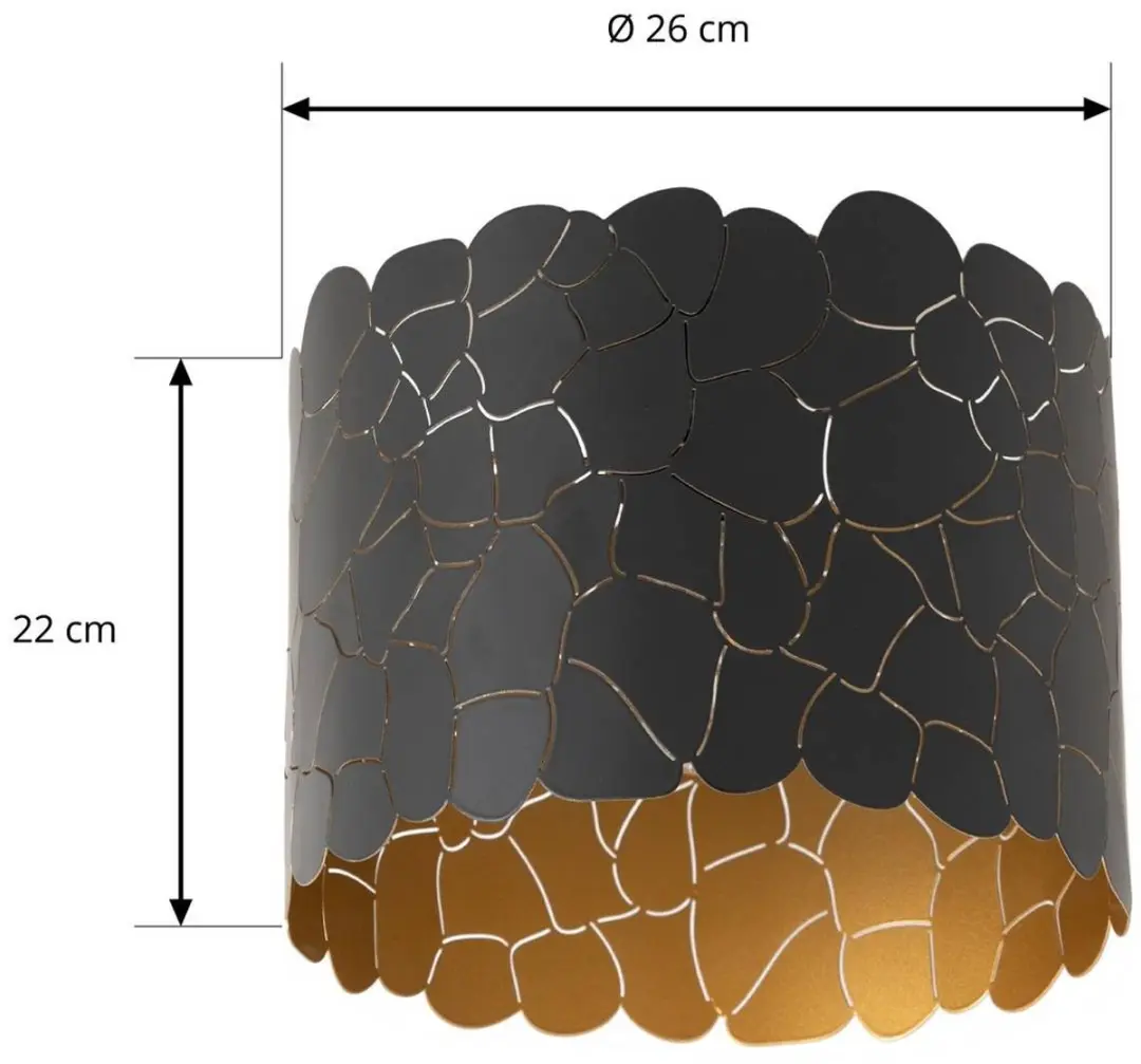 Lindby Plafondlamp Metaal 1 Licht E27 - 26cm - Zwart/Goud