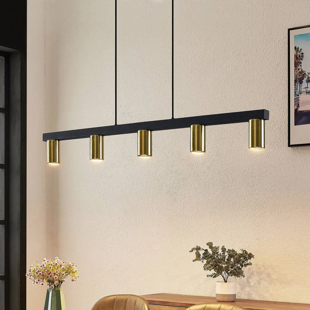Lindby Hanglamp 5-lichten Messing/Zwart - GU10