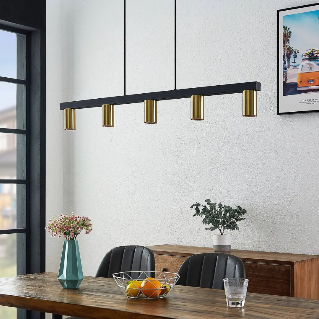 Lindby Hanglamp 5-lichten Messing/Zwart - GU10