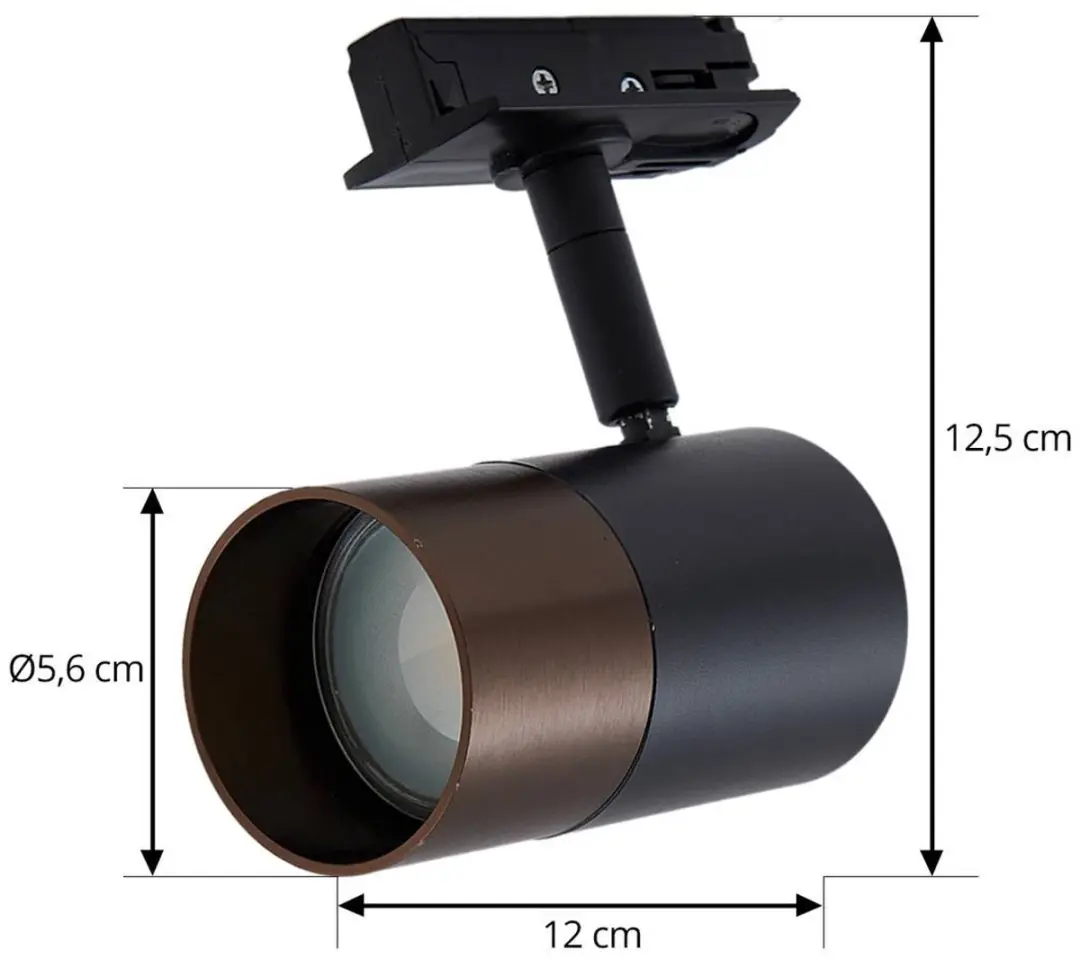 Lindby 1-fase Railverlichting GU10 - 1 Lichtpunt - Zwart/Koffiebruin Metallic