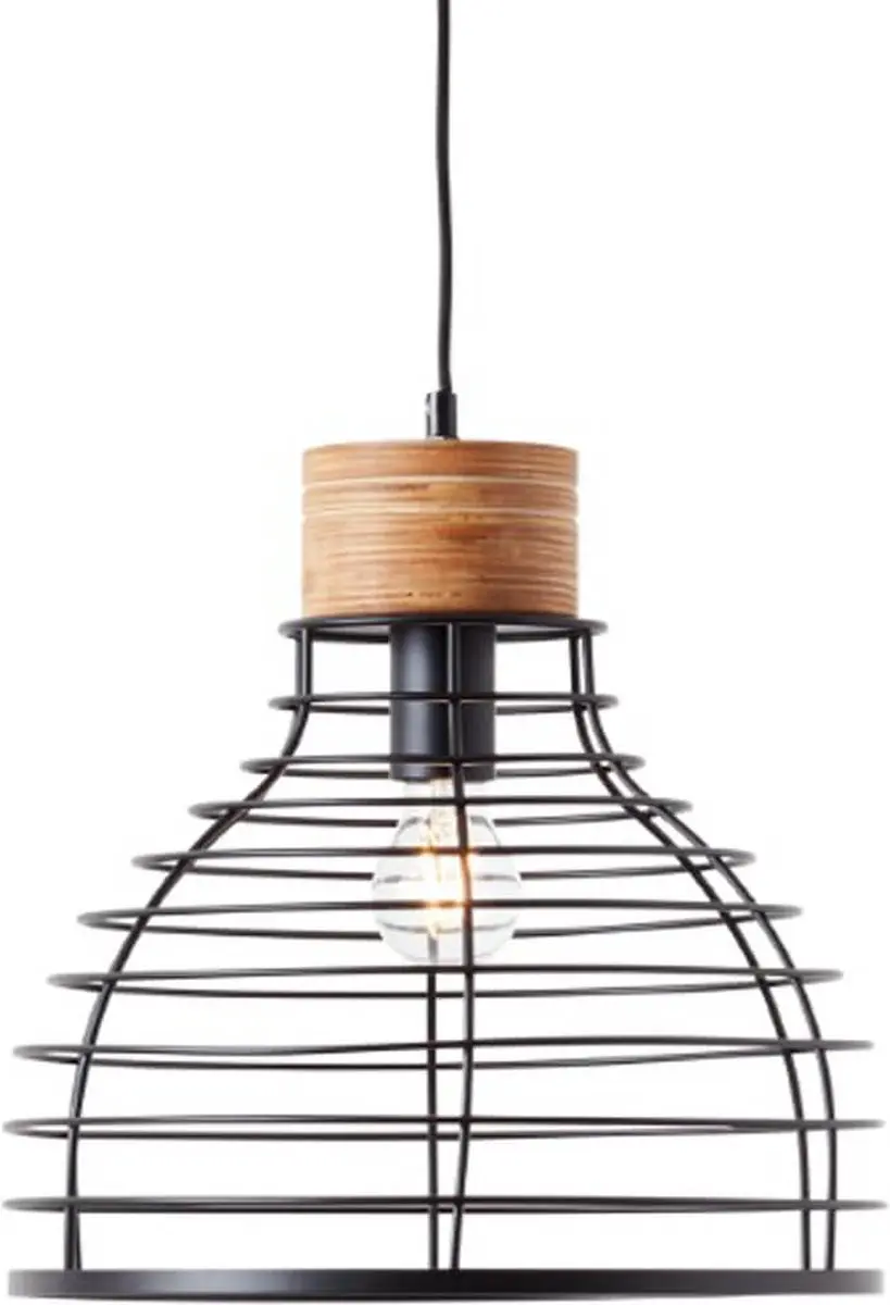 Brilliant Avia Hanglamp E27 - 52W - Zwart/Hout