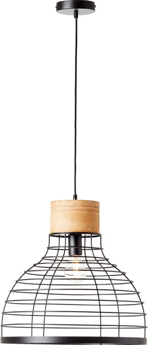 Brilliant Avia Hanglamp E27 - 52W - Zwart/Hout - afbeelding 6 van 6