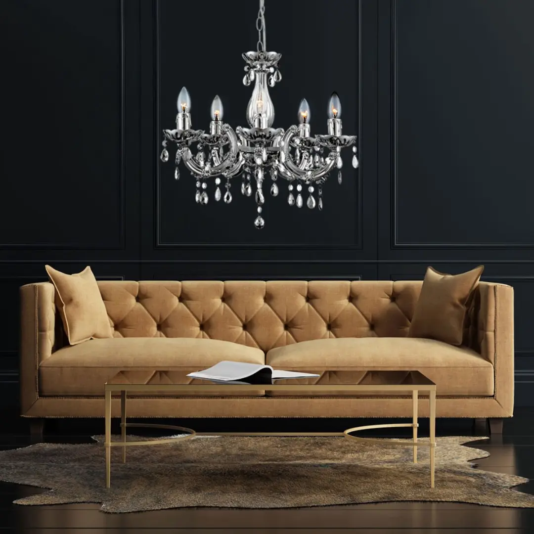 Globo Kroonluchter 5-lichts - 5x E14 - 44x128cm - Zilver