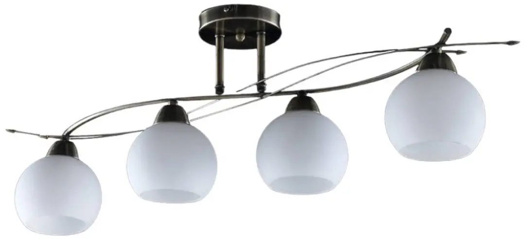 Lindby Plafondlamp 4-Lichts Glas Metaal - Wit/Antiek Messing