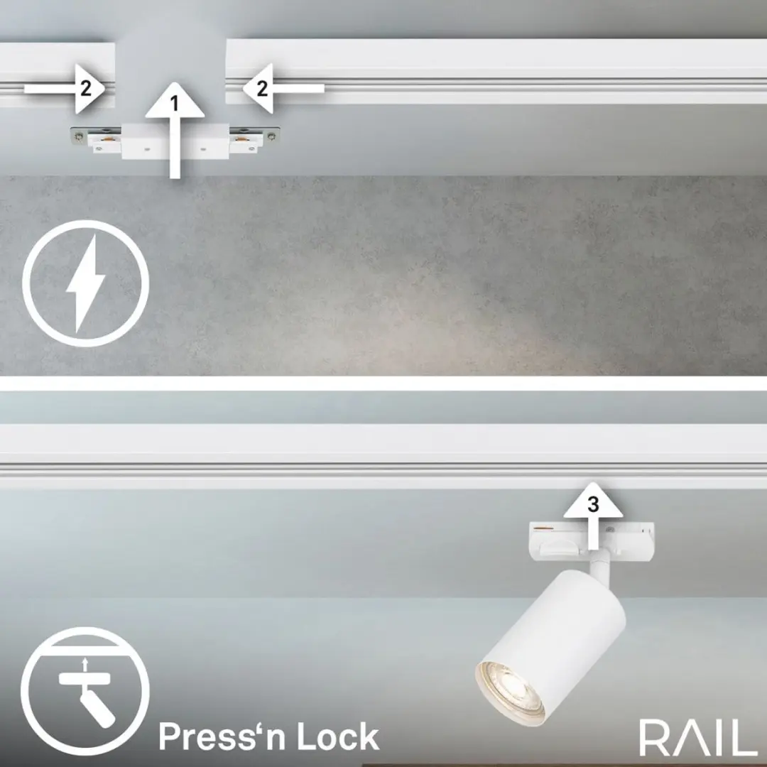 Briloner Railverlichting Set 525cm - 8x GU10 Opbouwspots/Wit