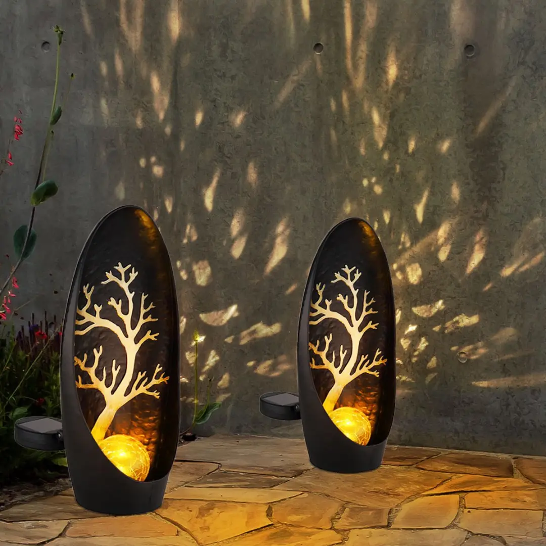 Globo Solarlamp Boom Bol 14x7x30cm - Zwart - IP44