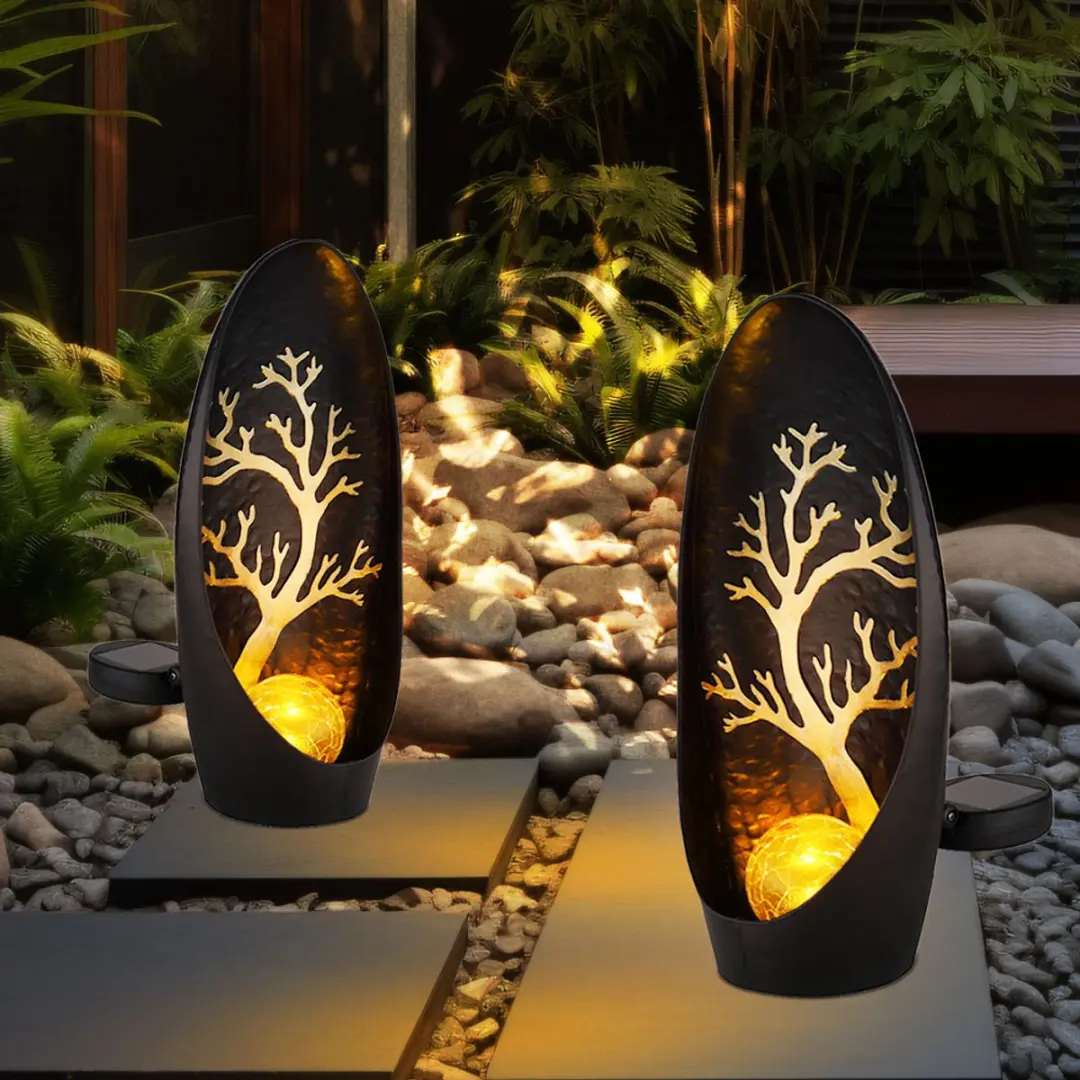 Globo Solarlamp Boom Bol 14x7x30cm - Zwart - IP44
