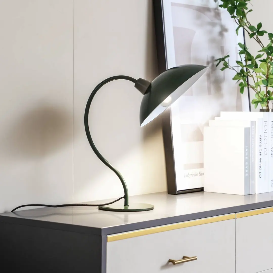 Lucande Tafellamp 1 Licht Metaal E14 - Donkergroen/Wit