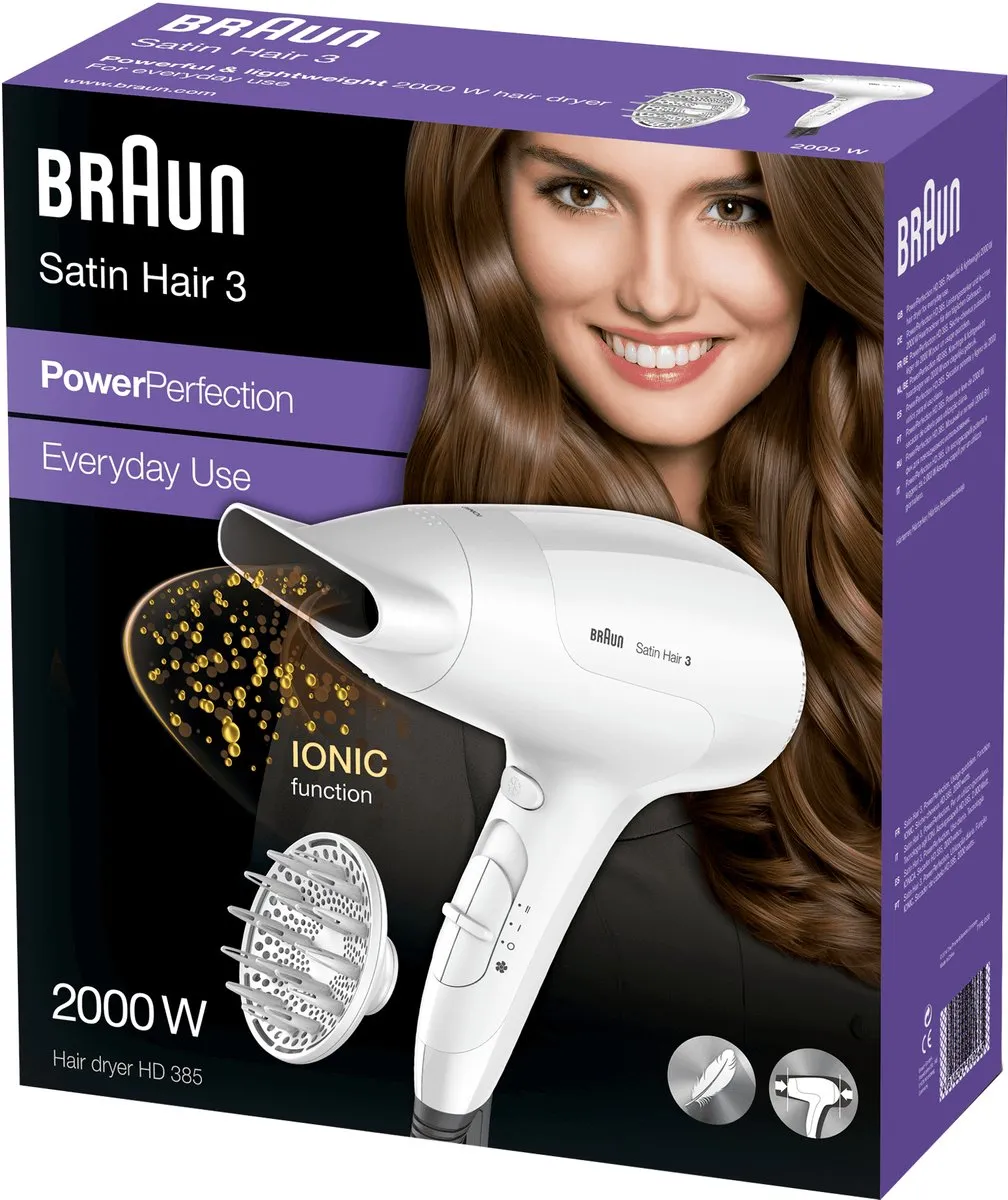 Braun Satin Hair 3 BRHD385E Haardroger - 2000W - 2 Snelheden