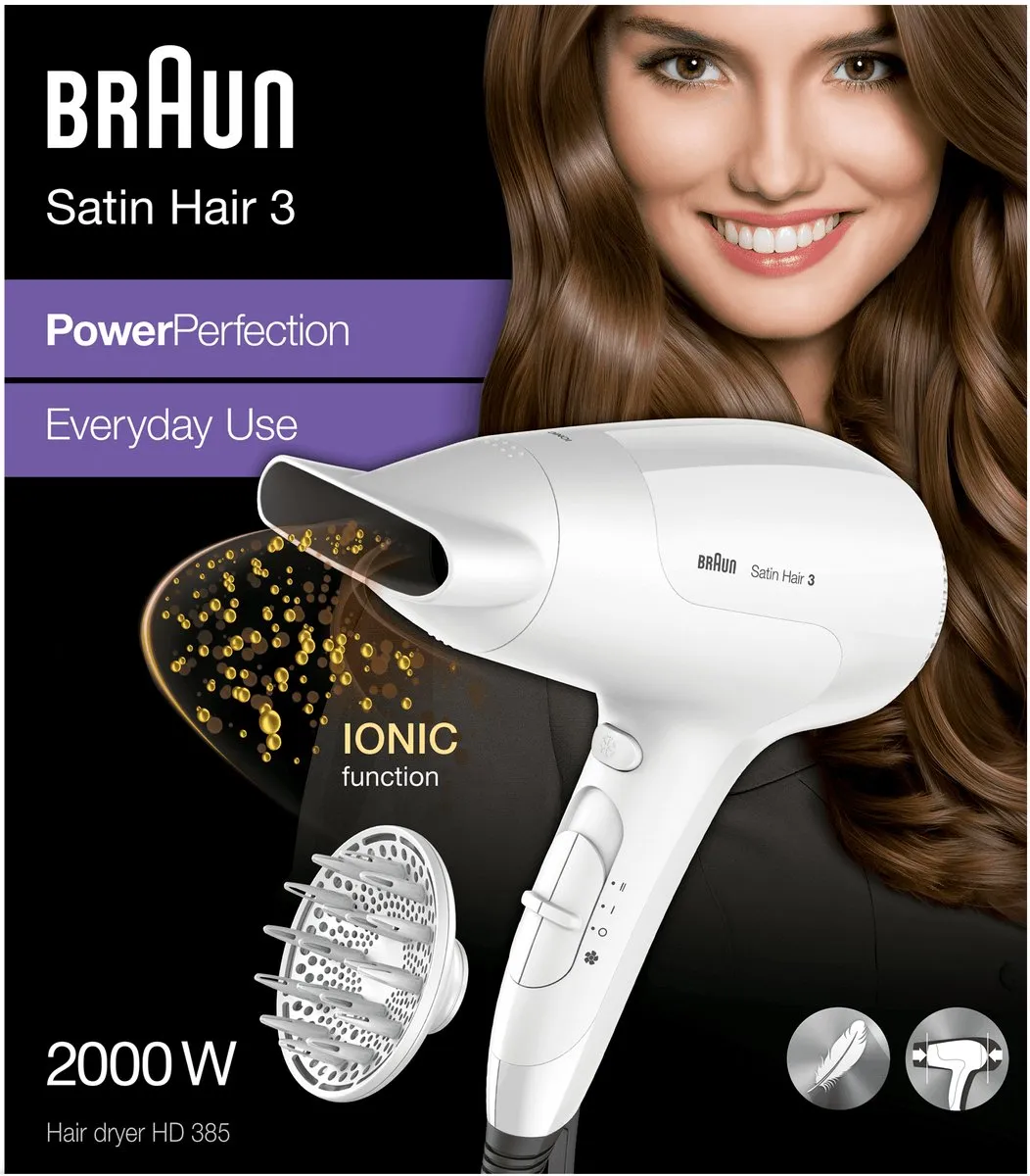 Braun Satin Hair 3 BRHD385E Haardroger - 2000W - 2 Snelheden