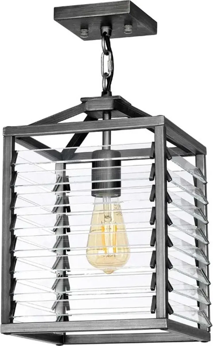Elstead Lighting Louvre LED Hanglamp - E27 60W - Dimbaar - Painted Gunmetal