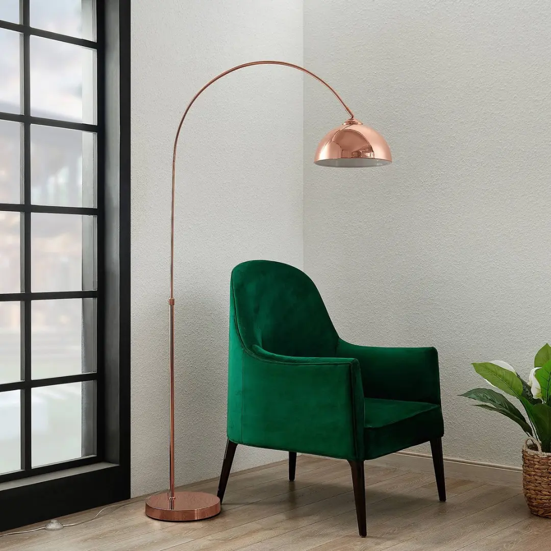 Lindby Booglamp 183cm - IJzer - E27 - Koper